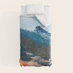 1960's Style Mountain Collage Duvet Cover