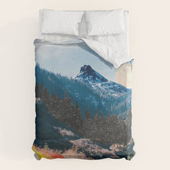 1960's Style Mountain Collage Duvet Cover