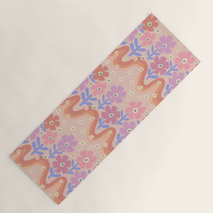 70s Retro Floral vibe Yoga Mat