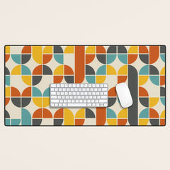 1970s Colors Mid Century Modern Geometric Pattern  Desk Mat