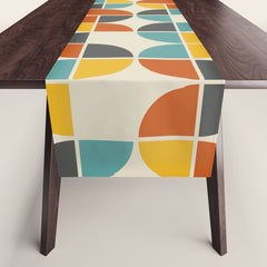 1970s Colors Mid Century Modern Geometric Pattern  Table Runner