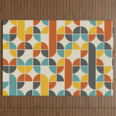 1970s Colors Mid Century Modern Geometric Pattern  Outdoor Rug