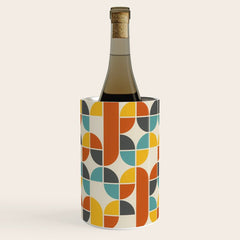 1970s Colors Mid Century Modern Geometric Pattern  Wine Chiller
