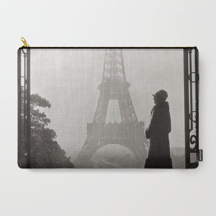 1920 Woman at the Gate, Eiffel Tower black and white photography / jazz age black & white photograph Carry All Pouch