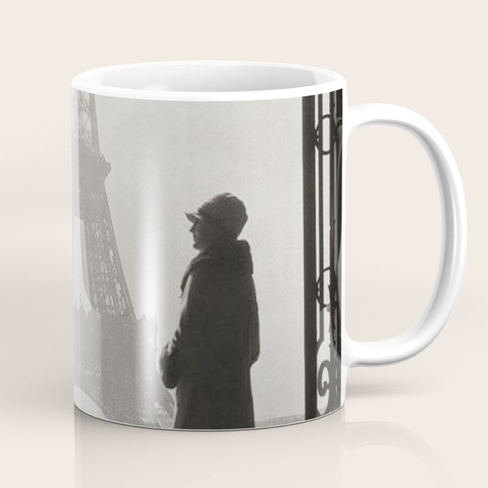 1920 Woman at the Gate, Eiffel Tower black and white photography / jazz age black & white photograph Coffee Mug