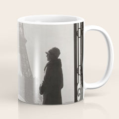 1920 Woman at the Gate, Eiffel Tower black and white photography / jazz age black & white photograph Coffee Mug