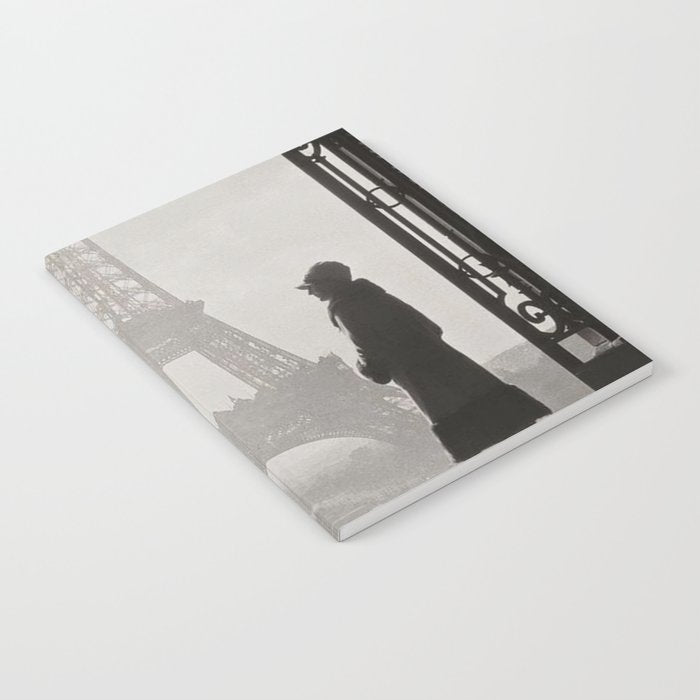 1920 Woman at the Gate, Eiffel Tower black and white photography / jazz age black & white photograph Notebook
