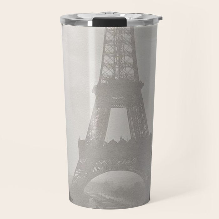 1920 Woman at the Gate, Eiffel Tower black and white photography / jazz age black & white photograph Travel Mug