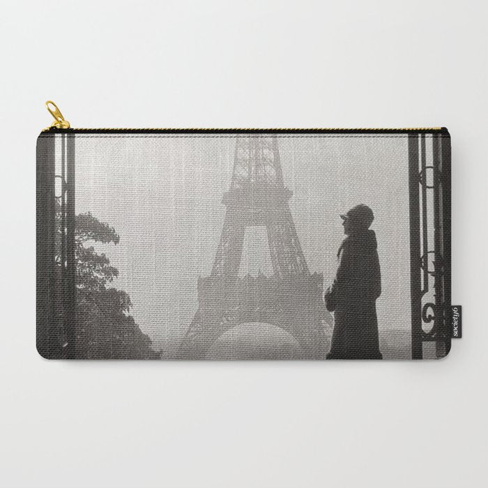 1920 Woman at the Gate, Eiffel Tower black and white photography / jazz age black & white photograph Carry All Pouch