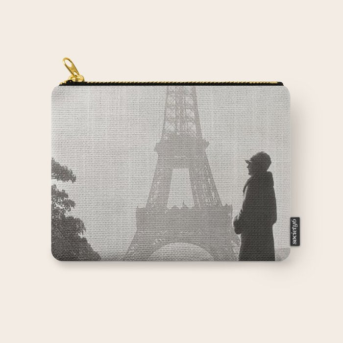 1920 Woman at the Gate, Eiffel Tower black and white photography / jazz age black & white photograph Carry All Pouch