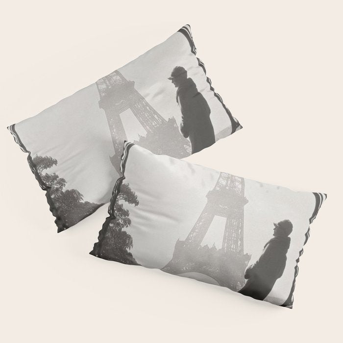 1920 Woman at the Gate, Eiffel Tower black and white photography / jazz age black & white photograph Pillow Sham