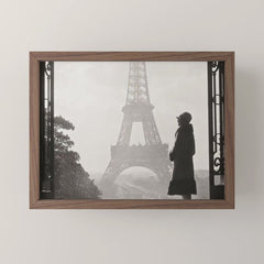 1920 Woman at the Gate, Eiffel Tower black and white photography / jazz age black & white photograph Mini Art Print