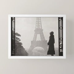 1920 Woman at the Gate, Eiffel Tower black and white photography / jazz age black & white photograph Mini Art Print