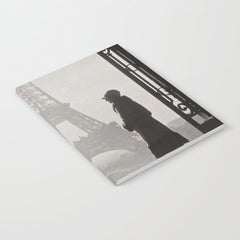 1920 Woman at the Gate, Eiffel Tower black and white photography / jazz age black & white photograph Notebook
