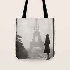 1920 Woman at the Gate, Eiffel Tower black and white photography / jazz age black & white photograph Tote Bag