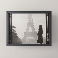 1920 Woman at the Gate, Eiffel Tower black and white photography / jazz age black & white photograph Mini Art Print