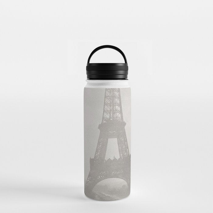 1920 Woman at the Gate, Eiffel Tower black and white photography / jazz age black & white photograph Water Bottle