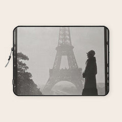 1920 Woman at the Gate, Eiffel Tower black and white photography / jazz age black & white photograph Laptop Sleeve