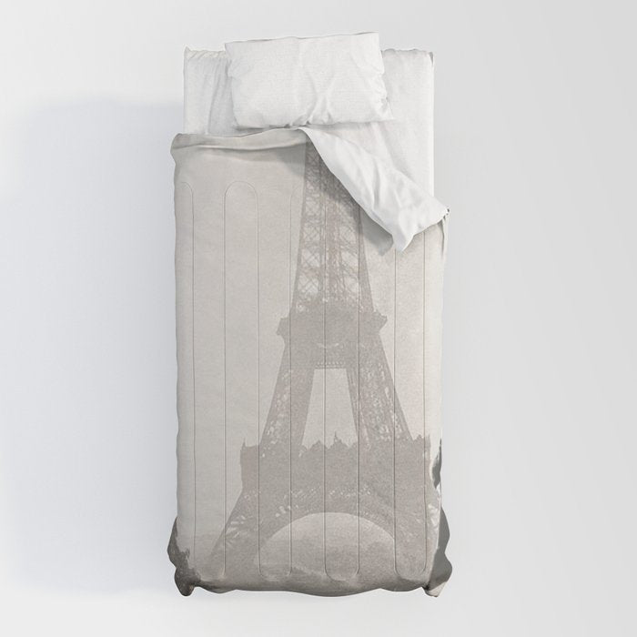 1920 Woman at the Gate, Eiffel Tower black and white photography / jazz age black & white photograph Comforter
