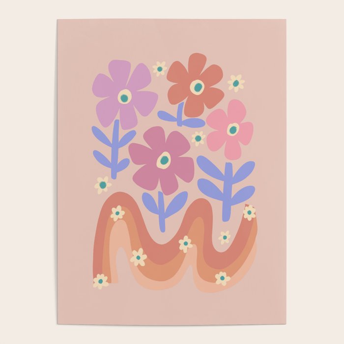 70s Retro Floral vibe Poster
