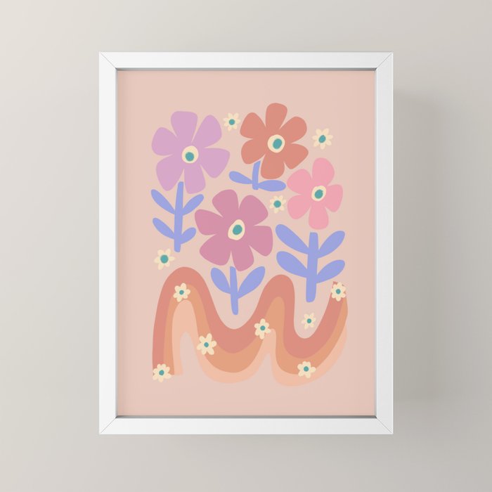 70s Retro Floral vibe Mini Art Print