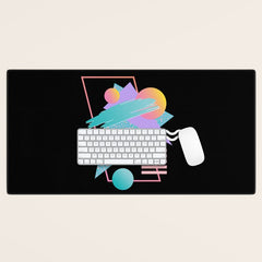 80s Retrowave Design - Memphis Pattern 135 Desk Mat
