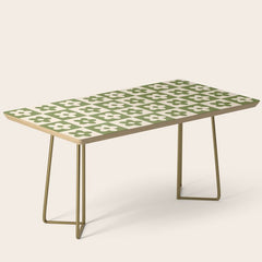 90s flowers checkers cream and green Coffee Table