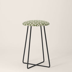 90s flowers checkers cream and green Stool