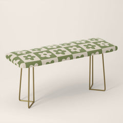 90s flowers checkers cream and green Bench