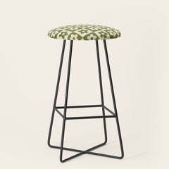 90s flowers checkers cream and green Stool