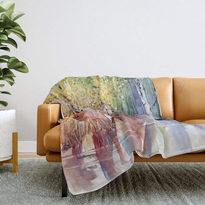 4 Season watercolor collection - summer Throw Blanket