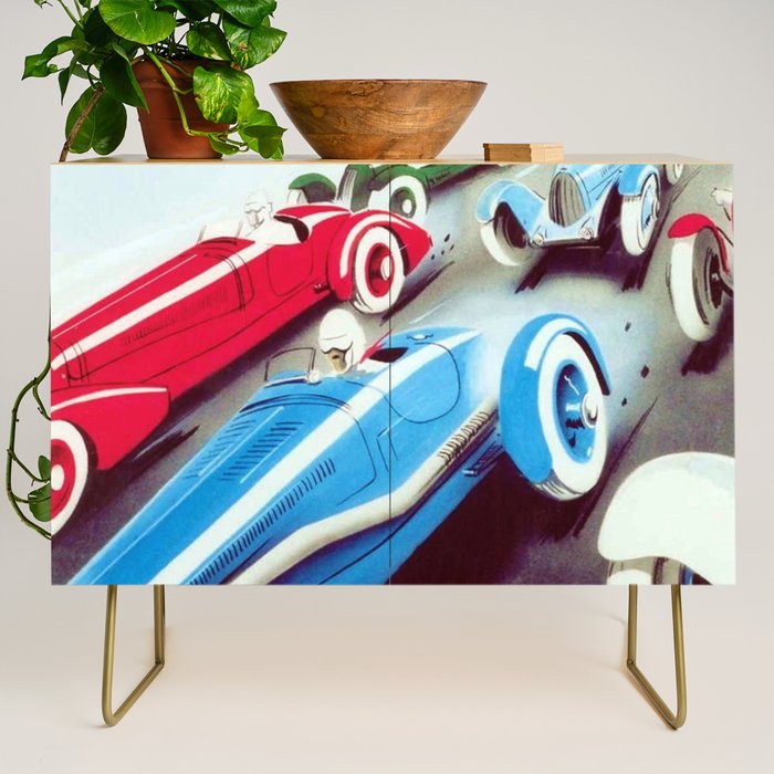 1932 Vintage 24 Hours of Le Mans French Auto Racing Wall Decor Credenza