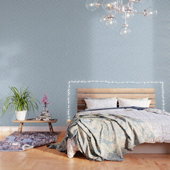 90s flowers checkers cream and blue Wallpaper