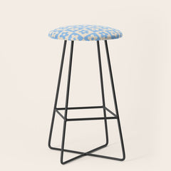 90s flowers checkers cream and blue Stool