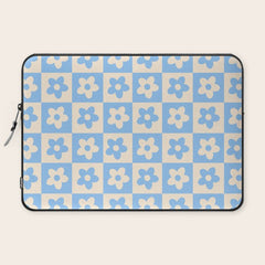 90s flowers checkers cream and blue Laptop Sleeve