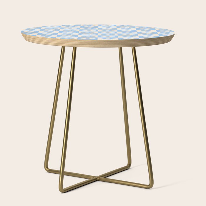 90s flowers checkers cream and blue Side Table