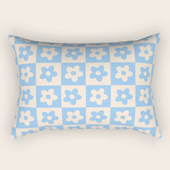 90s flowers checkers cream and blue Rectangular Pillow