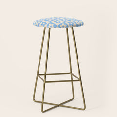 90s flowers checkers cream and blue Stool