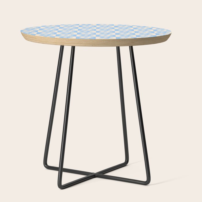 90s flowers checkers cream and blue Side Table