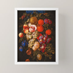 A festoon of fruit hanging from a blue ribbon 1670 still life portrait painting by Cornelis de Heem Mini Art Print
