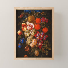 A festoon of fruit hanging from a blue ribbon 1670 still life portrait painting by Cornelis de Heem Mini Art Print