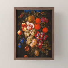 A festoon of fruit hanging from a blue ribbon 1670 still life portrait painting by Cornelis de Heem Mini Art Print
