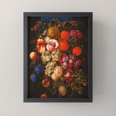 A festoon of fruit hanging from a blue ribbon 1670 still life portrait painting by Cornelis de Heem Mini Art Print