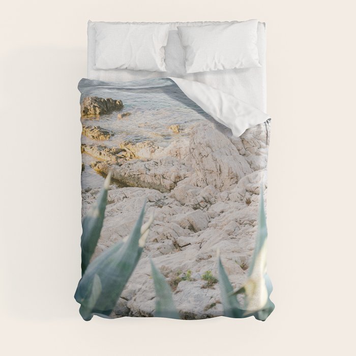 A few steps from the ocean | Fine art Croatia travel photography print | Coastal sea wall art Duvet Cover
