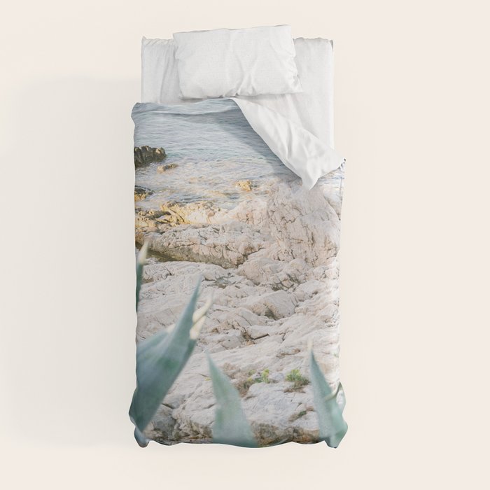 A few steps from the ocean | Fine art Croatia travel photography print | Coastal sea wall art Duvet Cover