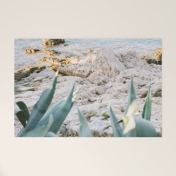 A few steps from the ocean | Fine art Croatia travel photography print | Coastal sea wall art Welcome Mat