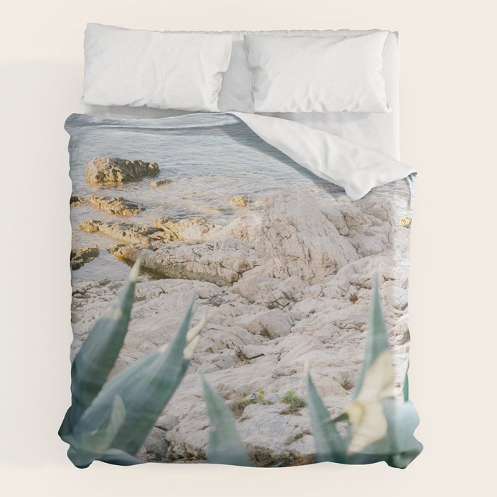 A few steps from the ocean | Fine art Croatia travel photography print | Coastal sea wall art Duvet Cover