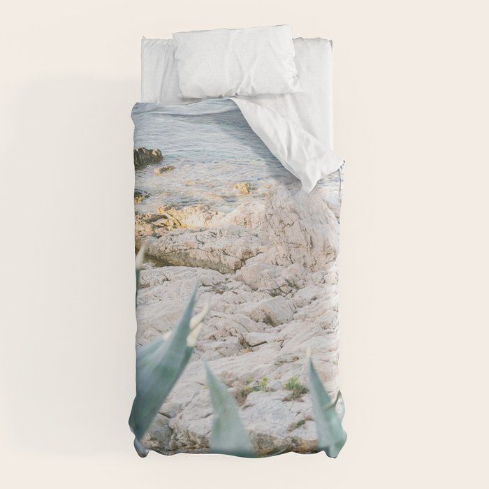 A few steps from the ocean | Fine art Croatia travel photography print | Coastal sea wall art Duvet Cover