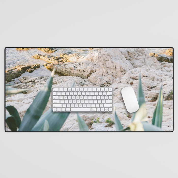 A few steps from the ocean | Fine art Croatia travel photography print | Coastal sea wall art Desk Mat