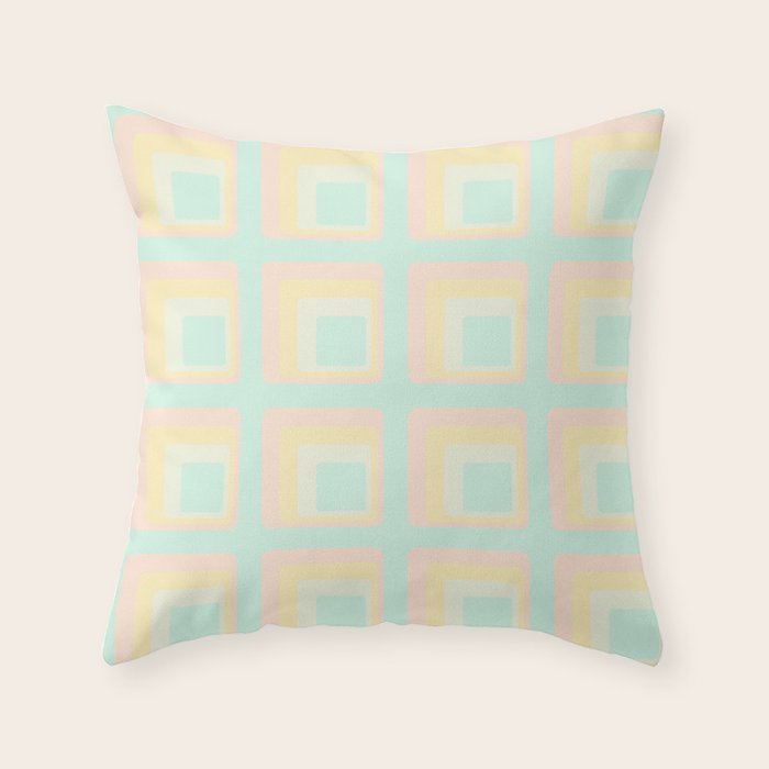 70s mod pale pastels Throw Pillow